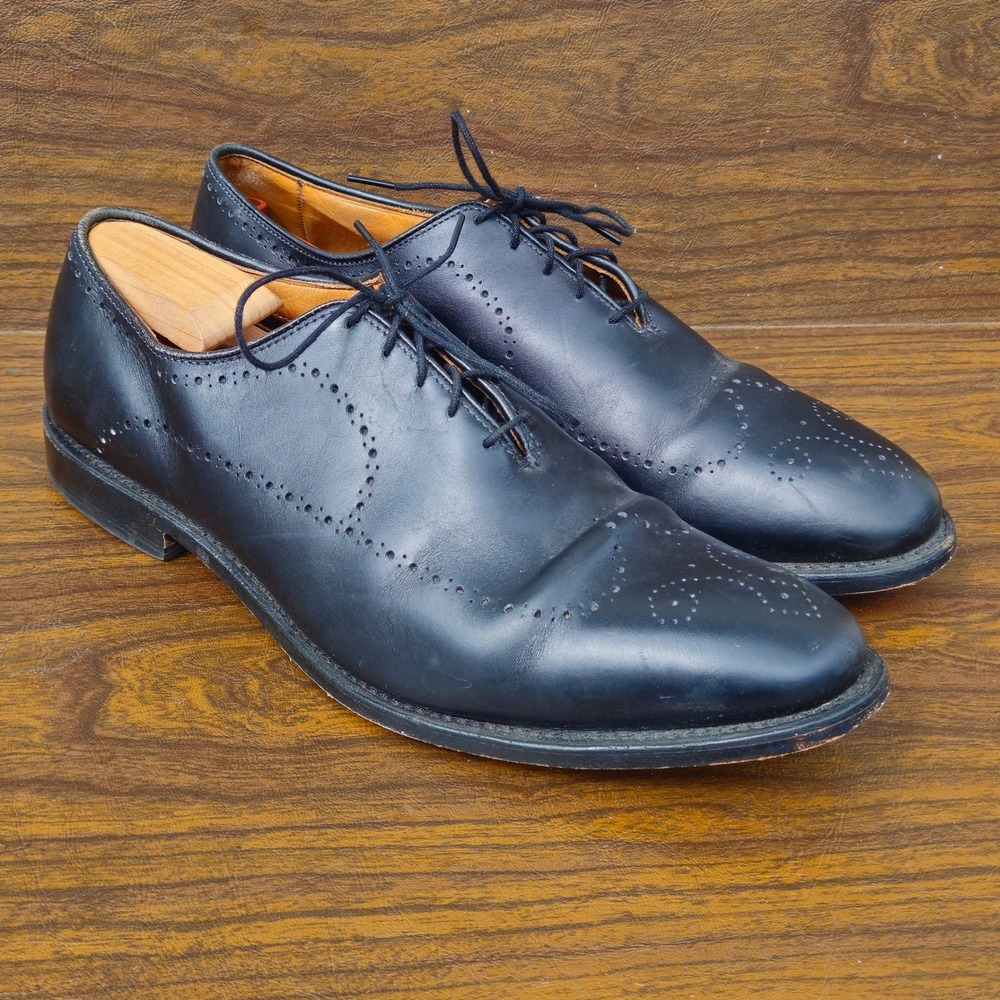 ALLEN EDMONDS Fairfax Mens 11.5 D Black Leather Medallion Wholecut Oxford Shoes